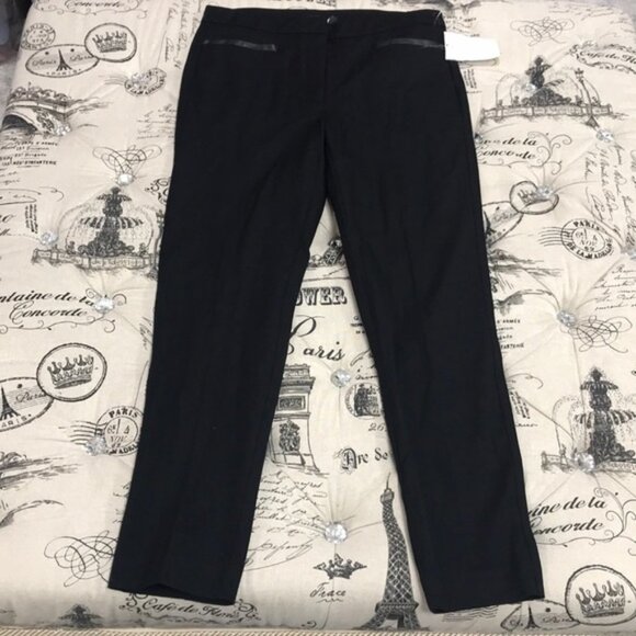 Dkny Faux-Leather Trim Straight-Leg Trousers - Picture 2 of 6